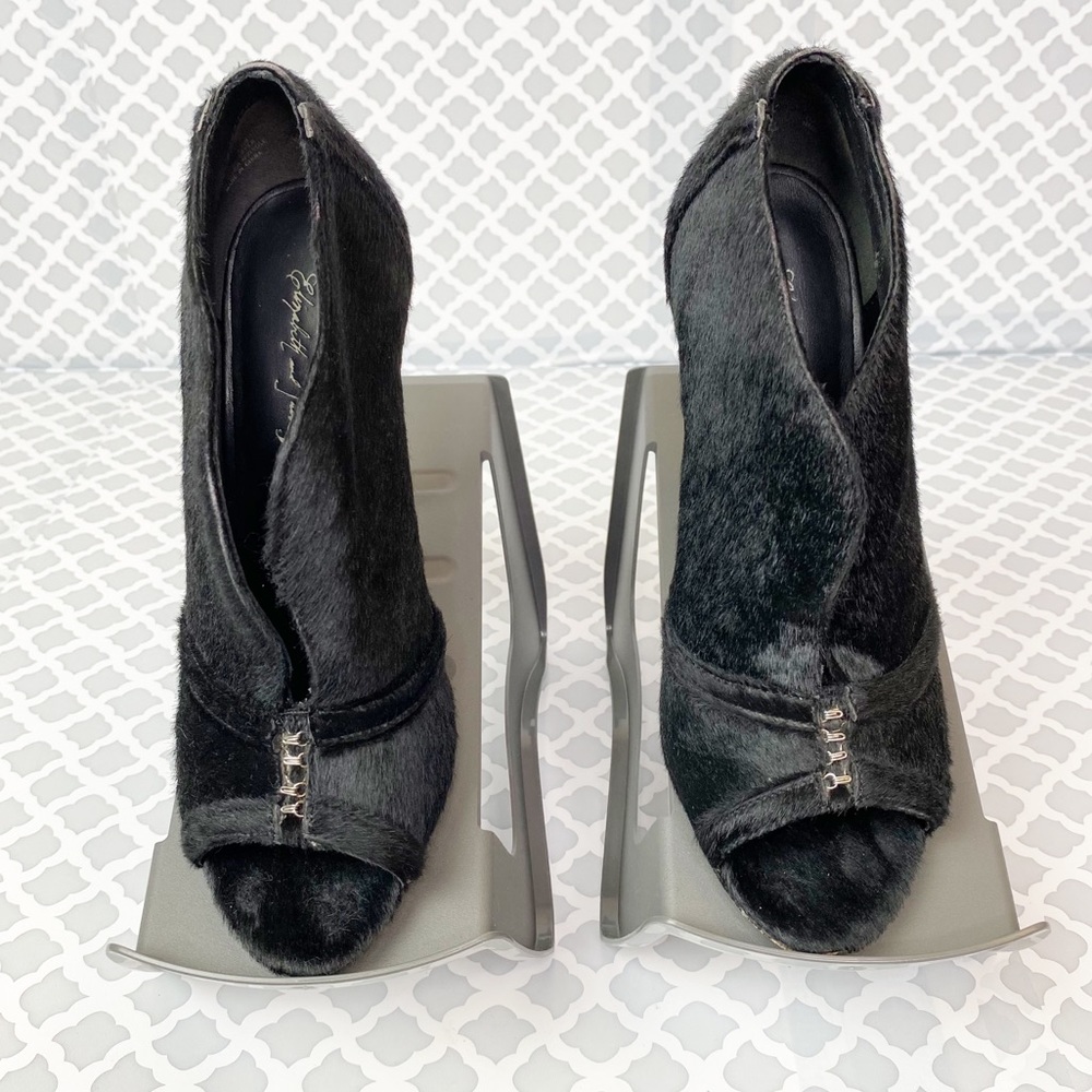 GUC Elizabeth & James Calf Hair Peep Toe Heel Booties